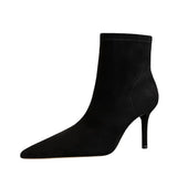 Breakj Simple Thin Heel High Heel Suede Pointed Sexy Club Show Thin High Heel Boots Short Tube Women's Ankle
