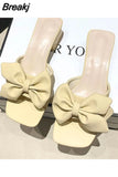 Heels Slippers Women Summer Shoes Slides Low Fashion Heeled Mules Pantofle Luxury High 2023 Basic Retro Fabric Rubber