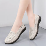 Breakj Autumn Leather Soft Soles Casual Women's Singles Comfortable Anti-Slip Wear-Resistant Mother Shoes Bean Shoes