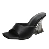 Breakj Summer New Transparent High-Heeled Shoes Net Red Design Square Head Sandals Fashion Korean Version Of The Temperament Cool
