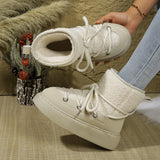 Breakj Thick-Bottom Cross-Tied Snow Boots 2025 Autumn And Winter New Thick Mid-Bodi But Knee-Warm Women's