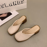 Breakj Version Of Baotou Slippers Women Wear 2025 Autumn New Leather Fashion Half-Slippers Lazy Coarse Muller
