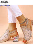 High Heel Shoes Women's Summer Style Sandals 5CM PUMPS Fashion Bling Ladies Open Toe Party Shoes