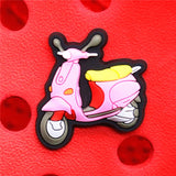 Cute Pink Roller Skates Motorcycle Shoes Decoration Accessories Jibz for Croc Charms for Shoes Bracelets Kids Gifts