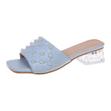 2021 Transparent Pvc Sandals Women Square Toe Transparent Pearl Cup High Heels Sexy Summer Shoes Kopmkp Women Sandals