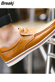 Men Leather Boat Shoes Casual Flats Moccasins Homme Driving Loafers Shoes Slip on Breathable Moccasins Hand Sewing Men