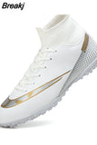 Men Soccer Shoes Turf Black Kids Cleats Training Football Boots High Ankle Sport Sneakers Size