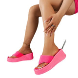 Breakj Slope With Font Slippers Female Women Slippers New Korean Version Of Thick Bottom Clip Toe Slippers