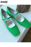 New Arrival Candy Color Style Sweet Buckle Mary Janes Shoes Women'S Shallow Mouth Casual Student Shoes Low Heels