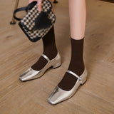 Size 32-42 Women Pumps Genuine Leather Chunky Heels Shoes For Women 2023 Buckle Strap Low Heel Sandalias Casual
