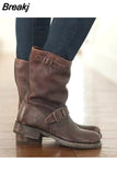 Women's Autumn Ankle Boots Fashion Plus Size 43 Comfort Booties Women Chunky Heels Belt Buckle Roman Boots Botas De