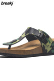 Fashion Summer Women Wedge Cork Flip Flops Slipper 2023 New Beach Outside Non-slipe Trifle Platform Med Heel Slide