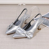 Breakj 2025 New Large Fashion Women's Shoes Black Bow Ornament Elegant High-Heeled Simple Muller Single