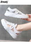 2023 New Summer White Women's Shoes All-Match Celebrity Leisure Pump Sports Sandals Summer Flat Hollow Out Sports