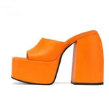 Ladies Sexy Open Toe Platform Slippers Fashion Elegant Thick High Heels Summer Women's Sandals Party Sexy Mules Shoes