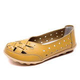 Flat Shoes Casual Shoes Leather Rubber Lofers Ladies Non-slip Cut Out Breathable Summer Women's Moccasins Plus