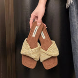 Breakj Spring And Summer New French Small Fragrant Woven Hollow Slippers Women Fashion Wearing A Cold