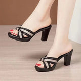 Breakj Wearing Cold Slippers Women One Foot Pedal Fish Mouth Exposed Toe And Sandals Beach Height Height And Slippers