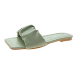 Women Slippers Summer Pleated Upper Fashion Wear-resistant Office Flat Shoes Summer New Sandy Beach Sandals Women