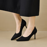 Breakj Heel Wedding Shoes Women's Shoes White Lace High Heels 2025 Fashion Temperament Pointed Single Shoes Gentle Mary Jane