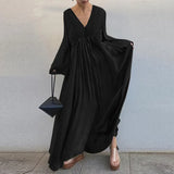 Vintage Solid Shirt Dress Women Spring Sundress ZANZEA Casual Long Sleeve Maxi Vestidos Female V neck Baggy Robe