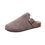 Breakj Head Slippers Female Couple Drag Wish Large Belt Buckle Decorated Roman Shoes Half Dragged Lazy Women Shoes