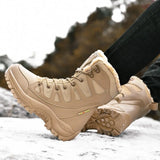 Men's Outdoor Casual Hiking Boots Fashion Winter Non-slip Plush Snow Boots for Men Platform Lace Up Male Booties Keep Warm