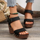 Breakj New High-Heeled Women's Sandals Slope Heel With Fish Mouth Belt Buckle Casual Women's