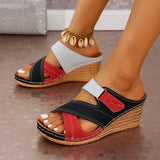 Breakj Collage Thick Bottom Slope And Slippers Women 2025 New Cross-Word Fish Mouth Large Size