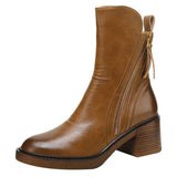 and Winter New Women's Shoes 2023 Versatile Style Retro Hong Kong Ankle Boots High Heels Women's Fashion Boots