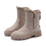 Breakj Shoe Women 2025 New Winter Fur Integrated Snow Boots Women Plus Velvet Leisure Martin Boots Short Boots Cotton