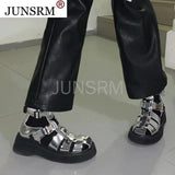 2021 Summer Women High-Tops Sandals Cut-Outs Shoes Sexy Silver Black High Heels Gladiator Woman Plus