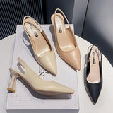 Breakj Back Empty Single Shoes Women 2025 Summer New French Pointed One-Word Buckle With Sandals Women Fashion High