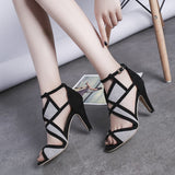 Summer New Color-blocking Buckle Large Fish Mouth Open Toe Sandals Female Sexy Fashion Comfortable High Heels