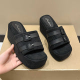 Breakj Slope And Slippers Women Wear 2025 New Thick-Soled Leisure Beach Women's Shoes Buckle Cool Drag