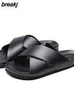 2023 Unisex Fashion Men Beach Cross Cork Slippers Summer Solid Color Non-slip Outside Women Slide Shoe High