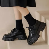platform Women Loafers Classic Platform Chunky Heel Ladies Pumps Female Mary Jane Derby Lolita Sweet Round Toe College