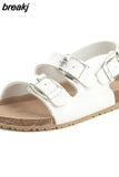 Summer Kids Beach Print Cork Sandals for Girls Boys Children Outdoor Casual Non-slip Flat with Cute Slide