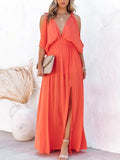 Sexy Wrap V-Neck Office Women's New Solid Sleeveless Long Dress Elegant Ladies Dress Summer Sleeveless Bohemian Beach Chic