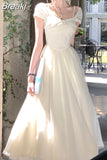 Color French Elegant Dress Office Lady 2023 Summer Short Sleeve Fairy Midi Dress Casual Fashion Evening Party Dress