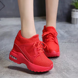 Platform Wedge Heels Casual Shoes Breathable Mesh High Heel Autumn Casual Shoes Height Increasing Woman Outdoor