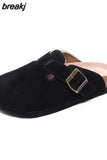 2023 New Beach Cork Slippers Casual Men Buckle Nubuck Leather Closed Toe Women Outside Slide Slip on