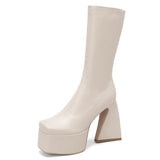 Over The Knee High Boots 2023 Brand Design Zipper White Black Fashion Motorcycle Boots Sexy Party Walking Comfy