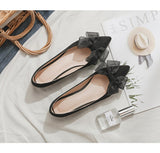 Blue Bow-knot Ballet Flats Women Shoes Loafers Ballerina Woman Elegant Cozy Pointed Toe Shallow Moccasins Size