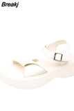 Sandal Woman Luxury 2023 Summer Clogs With Heel Female Shoe All-Match Med Fashion Thick Girls Comfort Medium Beige