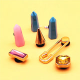 1pcs Pink Blue Marble Shoe Charms Decorations Metal Golden Brooch Rivets Shaped Designer Croc Shoes Buckle