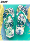 New Ladies Slippers Non-slip Flip-Flops Outdoor Hawaiian Printed Slippers Summer Fashion Women's Sandals Male Flip
