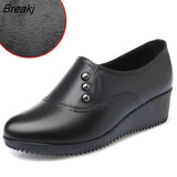 2023 Wedges Women Shoe Autumn Winter Slip-On High Heels Round Toe Genuine Leather Casual Ladies Platform Shoes