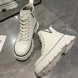 White Platform Boots Women 2021 Fashion Chunky Ankle Boots For Women Shoes Designer Punk PU Leather Combat Boots