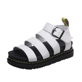 Breakj 2024 Summer Women's Sandals Buckle Casual Beach Shoes Thick-Soled Large Flats Martin